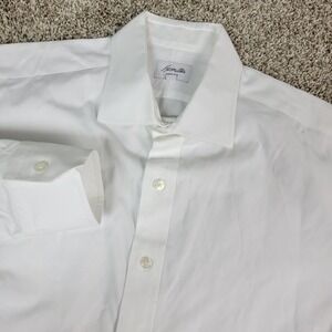 Hamilton Mens Large Solid White Button Up Long Sleeve